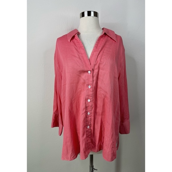 FoxCroft Polka Dot Wrinkle Free Shaped Fit Button Down Shirt - Picture 1 of 9